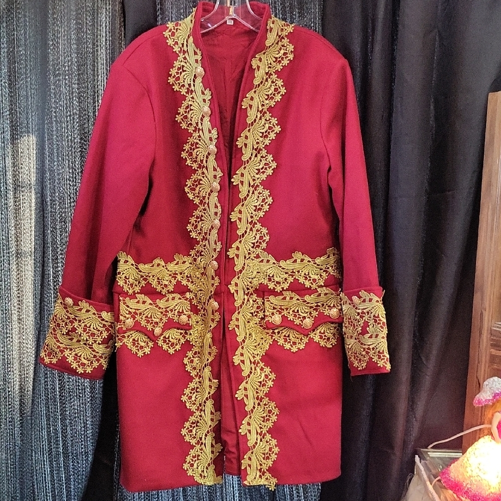 18th CENTURY PRINCE Red and Gold Embroidered  Coat WITH MATCHING VEST